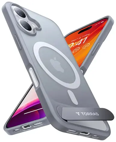 Torras Etui Pstand Series Ochranné pouzdro Apple iPhone 16 Plus titanově šedá