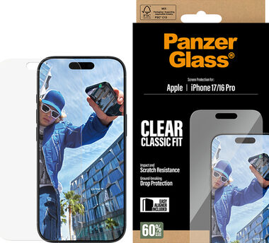 PanzerGlass Classic Fit EasyAligner Tvrzené sklo pro iPhone 17 / 16 Pro