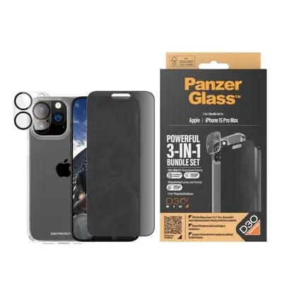 PanzerGlass - Bundle PicturePerfect + Tvrzené sklo UWF Privacy + Hard Case D3O pro iPhone 15 Pro Max