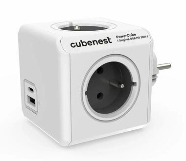 Cubenest PowerCube Original USB PD 20W USB A+C - šedá / 4x zásuvka + USB A+C 