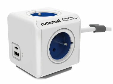 Cubenest PowerCube Extended USB PD 20W USB A+C 1.5m kabel - modrá / 4x zásuvka + USB-A+C