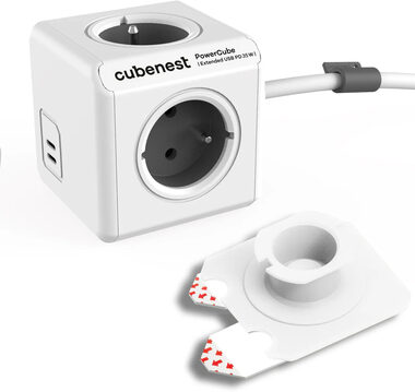 Cubenest PowerCube Extended USB PD 35W 2xC 1.5m kabel - šedá / 4x zásuvka + 2xUSB-C