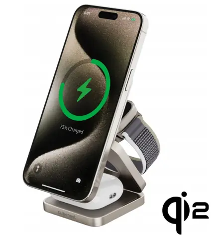 Cubenest Qi2 3in1 Magnetic Wireless charger SQ312 Fold Pro titanová / 3v1 Qi2 Skládací bezdrátová magnetická nabíječka