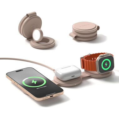 Satechi OntheGo 3in1 Wireless Charger růžová / Bezdrátová nabíječka / Qi2 / 15W