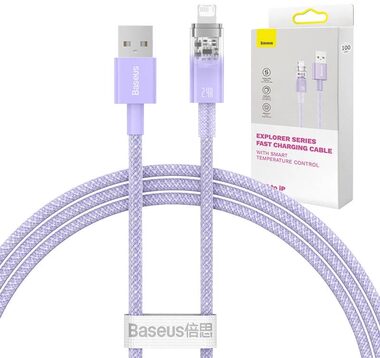 Baseus CATS010005 Rychlonabíjecí kabel USB-A na Lightning Explorer Series 1 m 2.4A fialová