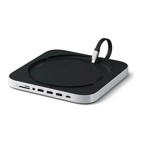 Satechi USB-C Stand Hub pro Apple Mac Mini/Studio stříbrná / USB-C / 3x USB-A / 3.5mm jack / microSD / SD / NVMe/M.2 SAT