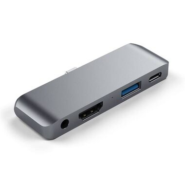 Satechi USB-C Mobile Pro Hub šedá / USB-C / USB-A / HDMI / 3.5mm jack / PD