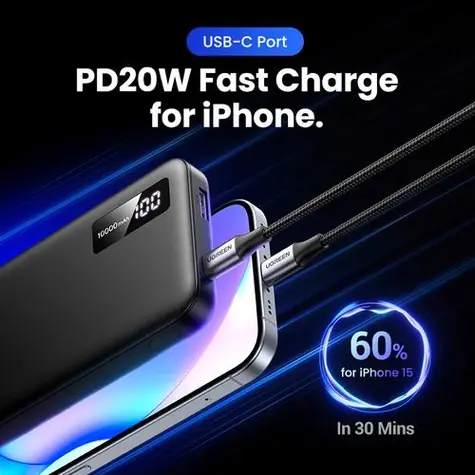 UGREEN Powerbanka PB311 černá / 10000mAh / 20W / USB + USB-C