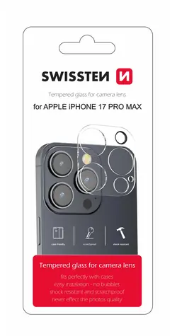 SWISSTEN Ochranné sklo čoček fotoaparátu pro Apple iPhone 17 Pro Max