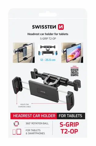 SWISSTEN S-GRIP T2-OP Držák tabletu (12-25.5cm) do auta černá