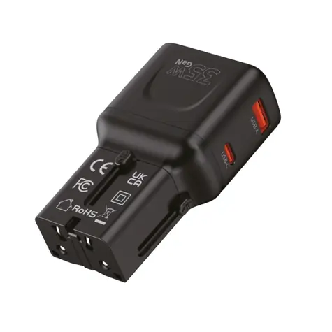 Mobile Origin PW25 Travel adapter GN 35W černá / Cestovní nabíječka / EU/US/UK/AU