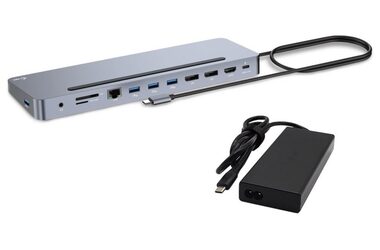 i-tec C31FLAT2PDPRO100W USB-C Metal Ergonomic 4K 3x Display Docking Station PD 100W + USB-C Charger 100W