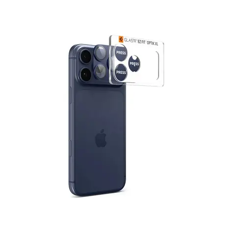 Spigen Glass tR EZ Fit Optik Pro XL sklo na fotoaparát pro Apple iPhone 17 Pro Max tmavě modrá