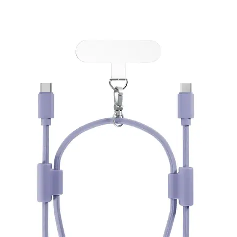 Epico šňůrka na telefon s USB-C na USB-C kabelem 80-145cm fialová 