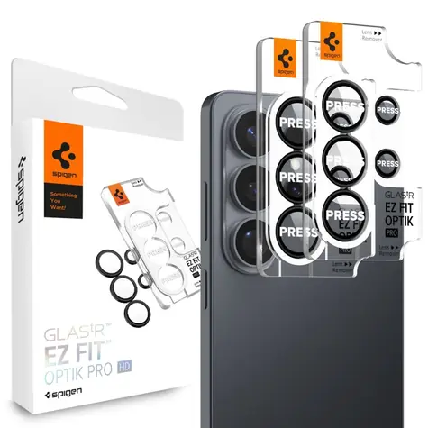 Spigen Glass tR EZ Fit Optik Pro HD tvrzené sklo na objektiv fotoaparátů pro Samsung Galaxy S26 2ks černá