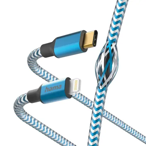 Hama MFi USB-C Lightning kabel Reflective pro Apple modrá / 1,5 m