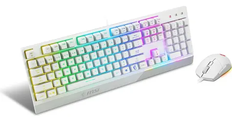 MSI Vigor GK30 COMBO bílá / Herní drátový set / RGB podsvícení / USB / DE layout