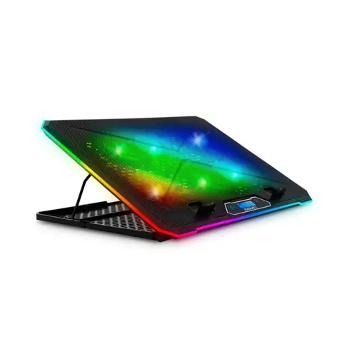 EVOLVEO Ania 9RGB černá / chladící podložka pro notebook do 17" / 3x100 mm & 3x70 mm ventilátor / RGB podsvícení