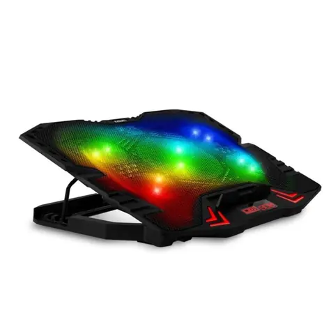 EVOLVEO Ania 5RGB černá / chladící podložka pro notebook do 15.6" / 1x 125 mm & 4x70 mm ventilátor / RGB podsvícení