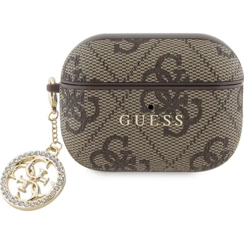 Guess 4G Script PC/PU Charm Pouzdro pro AirPods Pro 2 Brown