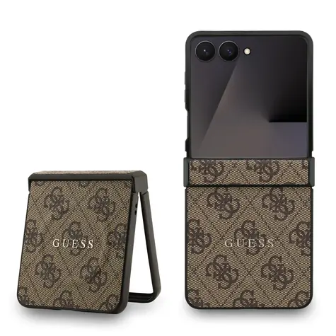 Guess PU Leather 4G Colored Ring Magnetic Zadní Kryt pro Samsung Galaxy Z Flip 7 Brown