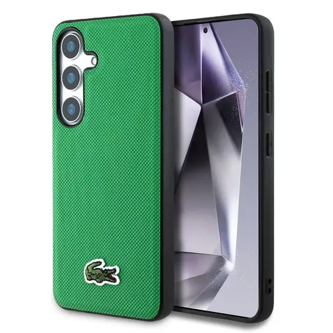 Lacoste Iconic Petit Pique Woven Logo MagSafe Zadní Kryt pro Samsung Galaxy S25 Green
