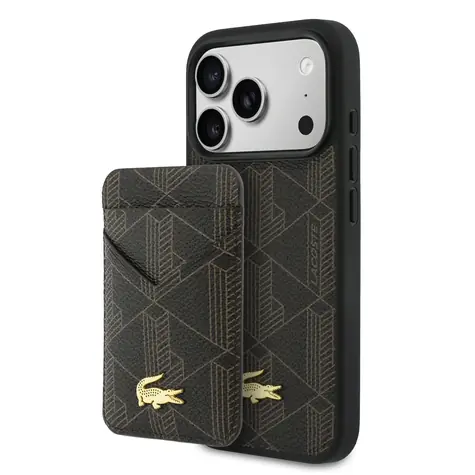 Lacoste PVC Blend MagSafe Zadní Kryt + Peněženka pro iPhone 17 Pro Brown