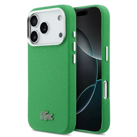 Lacoste PVC Iconic Petit Pique Metal Logo MagSafe Zadní Kryt pro iPhone 17 Pro Green