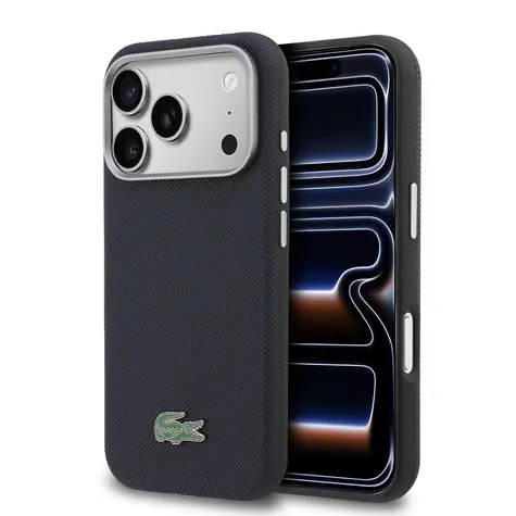 Lacoste PVC Petit Pique Semi Wrap MagSafe Kryt pro iPhone 17 Pro Max Navy