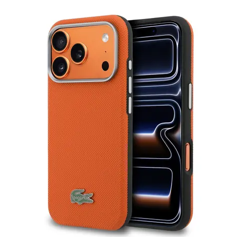 Lacoste PVC Petit Pique Semi Wrap MagSafe Kryt pro iPhone 17 Pro Orange