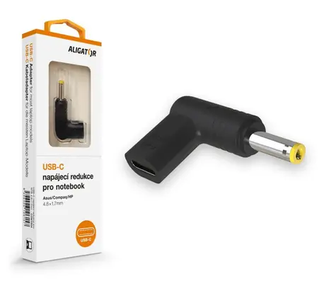 Rozbaleno - Aligator USB-C napájecí redukce 4.8 x 1.7 mm pro notebooky Asus/Compaq/HP / rozbaleno
