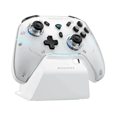 Machenike G5Pro Max bílá / Bezdrátový herní ovladač s nabíjecí stanicí / Bluetooth / 2.4GHz / Switch/Switch 2 / Android 