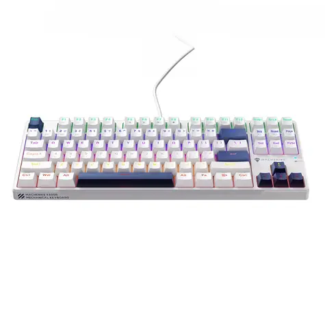 Machenike K500B-B87 bílá / mechanická herní klávesnice / USB / RGB / Red Switch / 1.6m