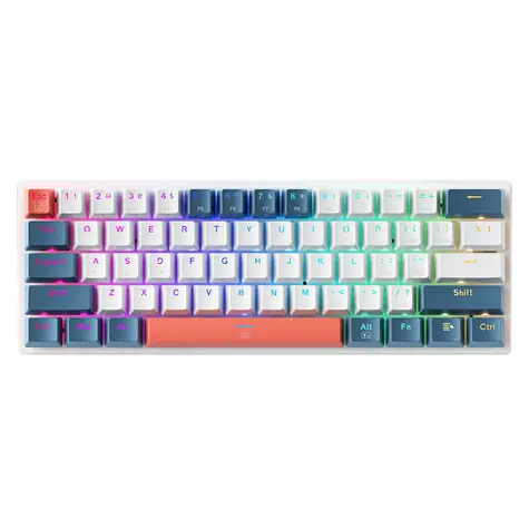 Machenike K500-B61 bílo-modrá / mechanická herní klávesnice / USB / RGB / Red Switch / 1.6m