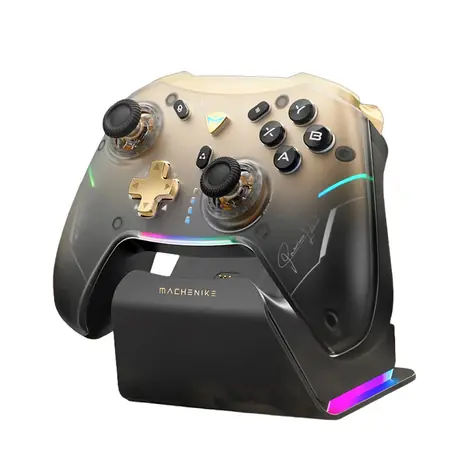 Machenike G5Pro Premium Edition zlato-černá / Bezdrátový herní ovladač s nabíjecí stanicí / Bluetooth / 2.4GHz / USB-C 