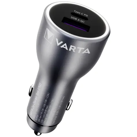 Varta Car Charger šedá / nabíječka do auta / 45W / 1x USB-A / 1x USB-C 