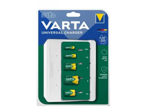 Varta Universal Charger / Nabíječka baterií - 2/4 AA/AAA/C/D + 1x 9V / 100-240V / 1x USB-C