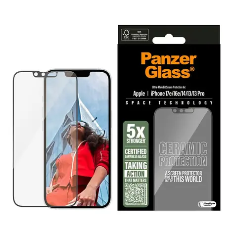 PanzerGlass Ceramic II Apple iPhone 17e/16e/14/13/13 Pro s instalačním rámečkem