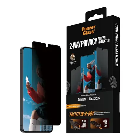 PanzerGlass Privacy Samsung Galaxy S26 s bezprašným aplikačním boxem
