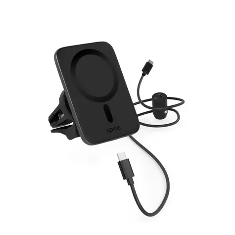 Rozbaleno - Epico Qi2 Mag+ bezdrátová autonabíječka 15W černá / rozbaleno
