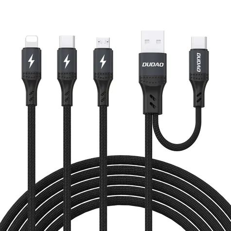 Dudao L3W propojovací kabel Lightning / USB-A / USB-C / MicroUSB / 66W / černá