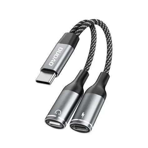 Dudao L13C adaptér 2v1 / USB-C / šedá