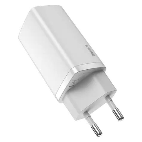 Rozbaleno - Baseus CCGAN2L-B02 GaN2 Lite Rychlonabíječka do sítě bílá / USB+USB-C 65W  / rozbaleno