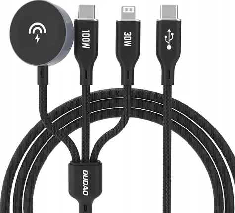 Dudao A12Max 3v1 nabíječka pro Apple Watch / USB-C / Lightning / 1.2 m / 100 W / černá