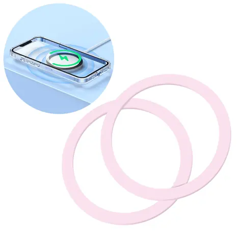 Joyroom JR-Mag-M3 kovové nabíjecí kroužky MagSafe 2ks růžová