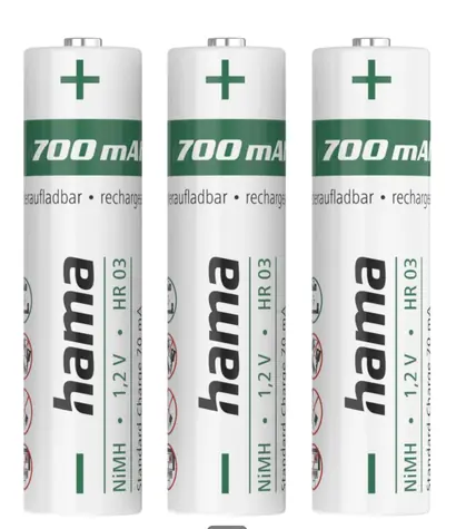 Hama nabíjecí baterie AAA Micro 700 mAh 3ks / Ni-MH
