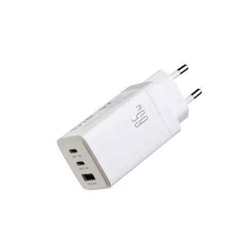 Joyroom JR-TG10 Síťová nabíječka bílá / 2x USB-C + 1x USB-A / USB-C - USB-C 1.2m bílá kabel / 65W 