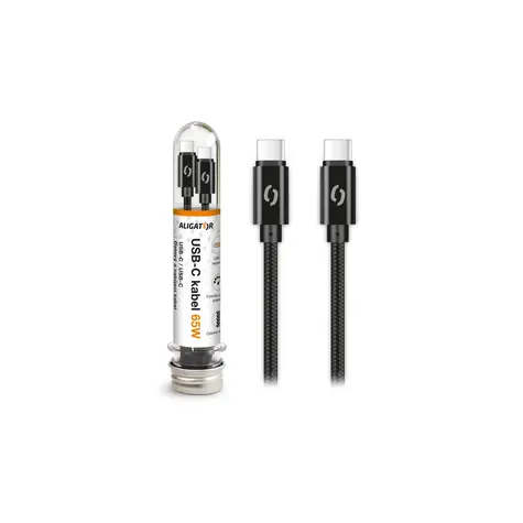 Aligator Datový kabel TUBA / 65W / USB-C/USB-C 1m černý