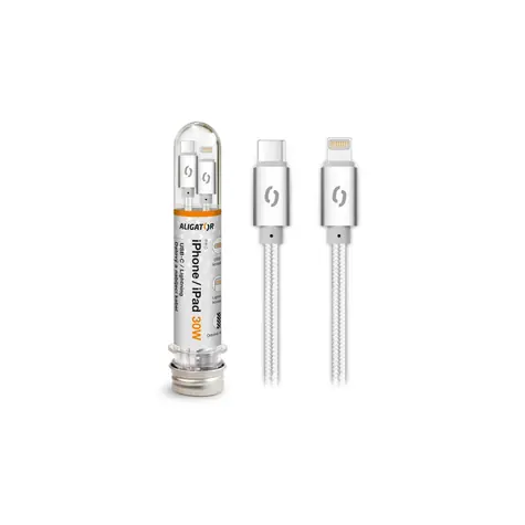 Aligator Datový kabel TUBA 30W / USB-C/Lightning 1m bílý