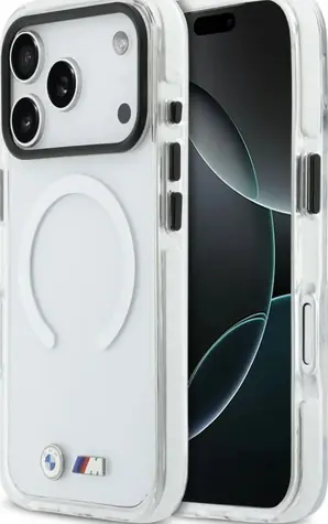 BMW Zadní kryt Metal Logos MagSafe pro iPhone 17 Pro Max transparentní